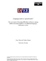 The assessment of learning difficulties in literacy among children learning English as an additional language: a literature review Cline, T and Shamsi, T (2000)